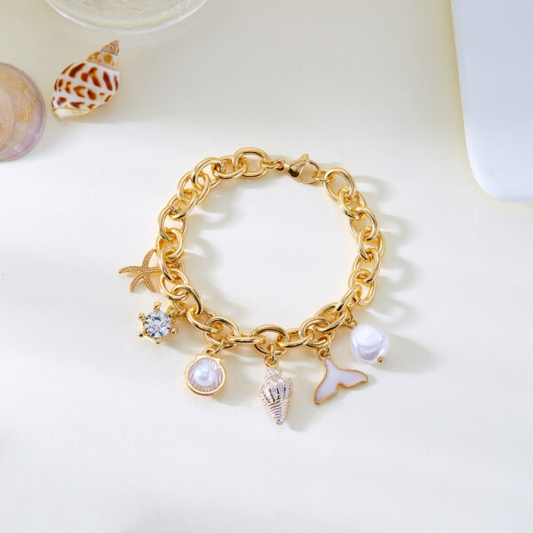 Women's Fashion Starfish Pearl Shell Fishtail Multi-pendant Necklace Bracelet - Image 5