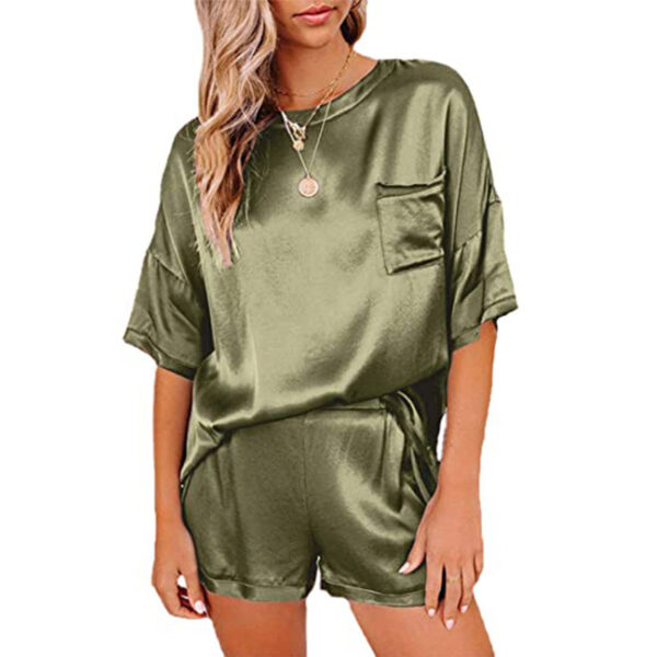 Pajama Set Short Sleeve Sleepwear Women Home Clothing - Image 7