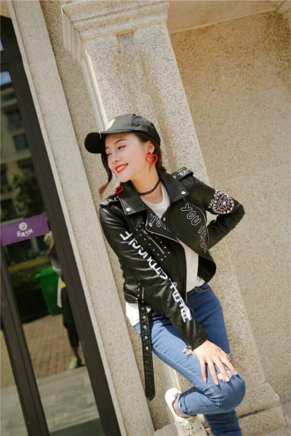 New Women Autumn Winter Faux Soft Leather Jackets Coats Lady Black - Image 5