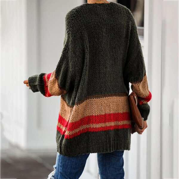 Cardigan Women's Autumn And Winter Knitted Jacket Loose Stitching Sweater - Image 3