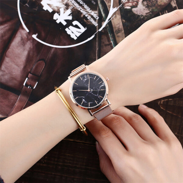 Vansvar fashion brand silver and gold mesh band creative marble wristwatch casual women quartz watches gift relogio feminino - Image 2