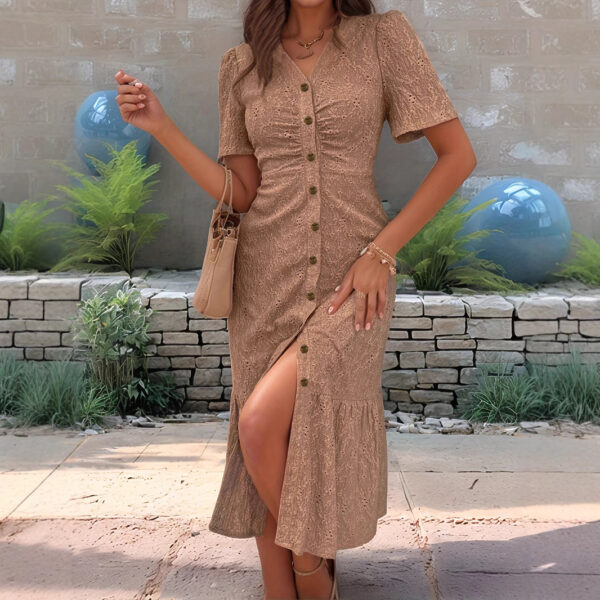 Peter Pan Collar Short Sleeve Fashion Dress Women - Image 3