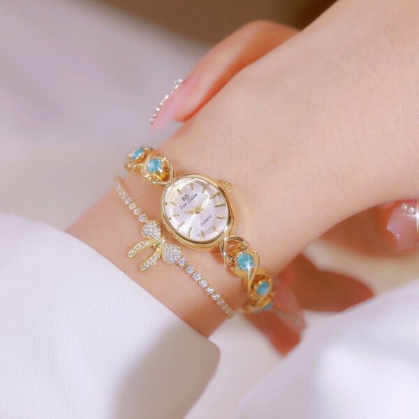 Oval Ice Crushing Glacier Sapphire Small Light Luxury Watch - Image 2
