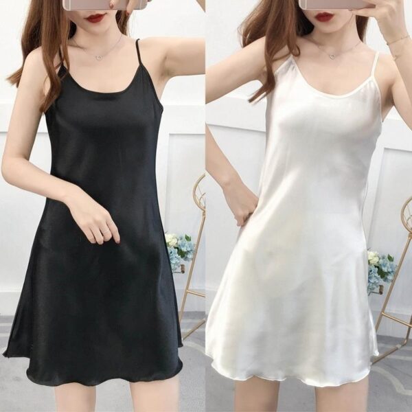 Women Sleepwear Nightgown Satin Silk Robes Sleep Dress Skirt - Image 4