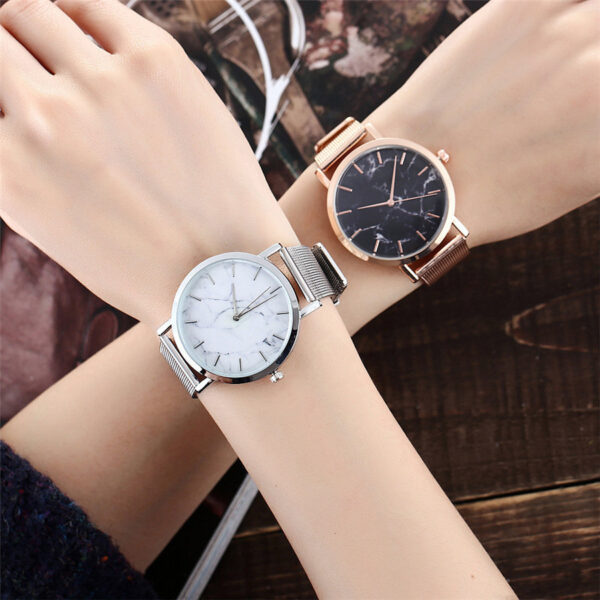 Vansvar fashion brand silver and gold mesh band creative marble wristwatch casual women quartz watches gift relogio feminino - Image 3