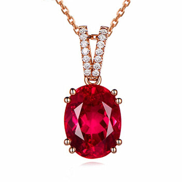 18K Rose Gold Plated Necklace Pigeon Blood Red Tourmaline Necklace - Image 2