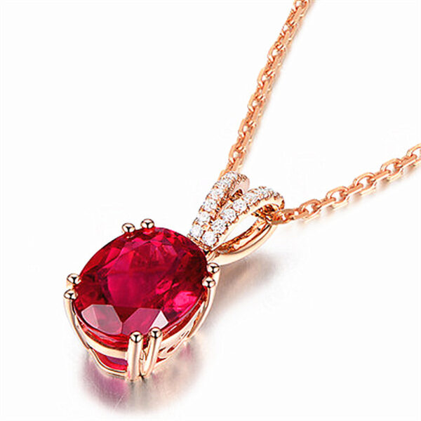 18K Rose Gold Plated Necklace Pigeon Blood Red Tourmaline Necklace - Image 3