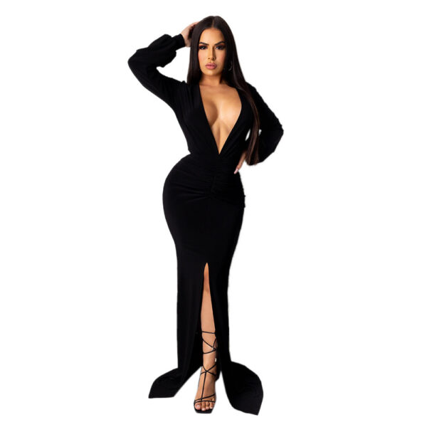 Women's Large V-neck Slim-fit Nightclub Evening Dress - Image 9