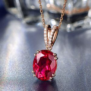 18K Rose Gold Plated Necklace Pigeon Blood Red Tourmaline Necklace