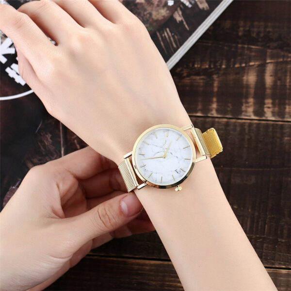 Vansvar fashion brand silver and gold mesh band creative marble wristwatch casual women quartz watches gift relogio feminino - Image 5