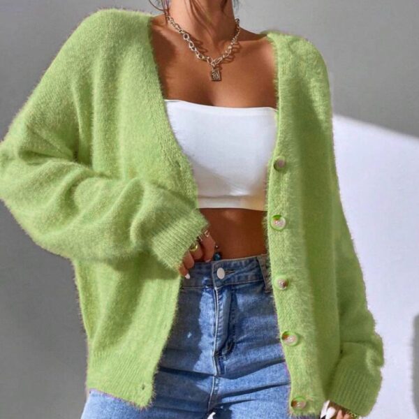 Imitation Mink Knitted Cardigan European And American Style Ladies - Image 4
