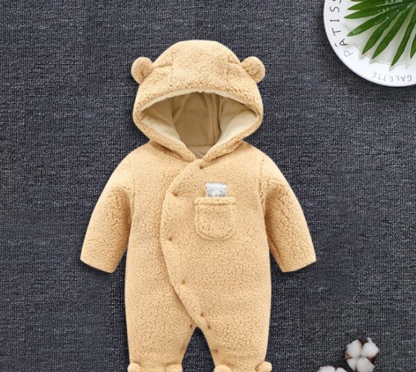 Baby clothes lamb winter cotton padded clothes baby newborn baby skin thickening climb Siamese clothes cotton - Image 3