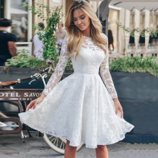 Wedding Dress White Vintage Lace Women Dress - Image 2