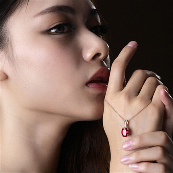 18K Rose Gold Plated Necklace Pigeon Blood Red Tourmaline Necklace - Image 5