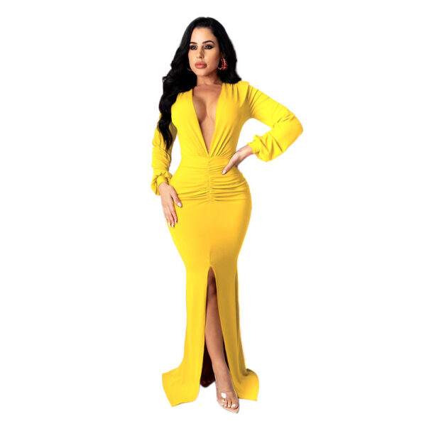 Women's Large V-neck Slim-fit Nightclub Evening Dress - Image 7