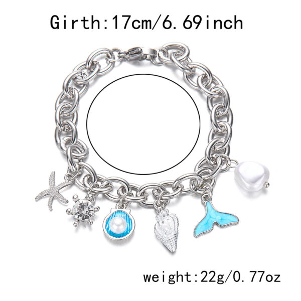 Women's Fashion Starfish Pearl Shell Fishtail Multi-pendant Necklace Bracelet - Image 8