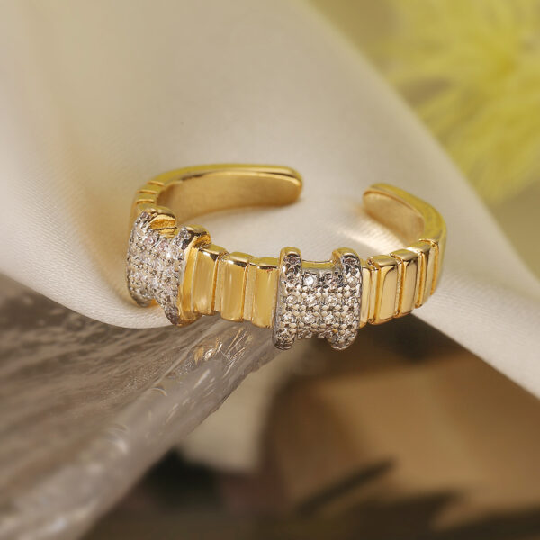 Niche Personality Two-color Electroplated Geometric Open Ring For Women - Image 8