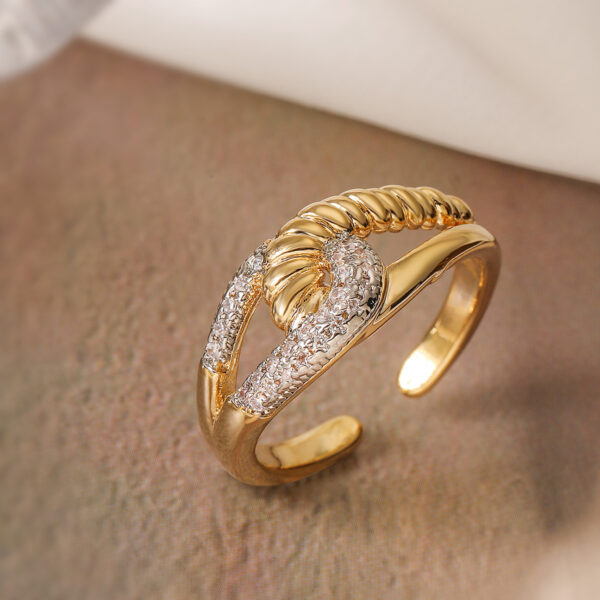 Niche Personality Two-color Electroplated Geometric Open Ring For Women - Image 7