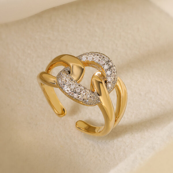 Niche Personality Two-color Electroplated Geometric Open Ring For Women - Image 9