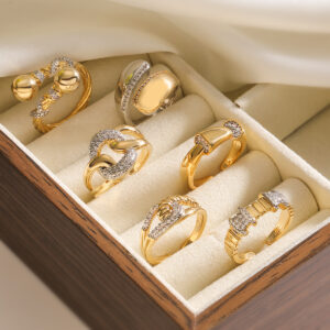 Niche Personality Two-color Electroplated Geometric Open Ring For Women