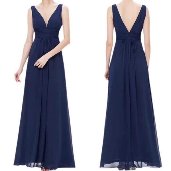 Deep V-neck Bridesmaid Plus Size High Waist Evening Dress - Image 10