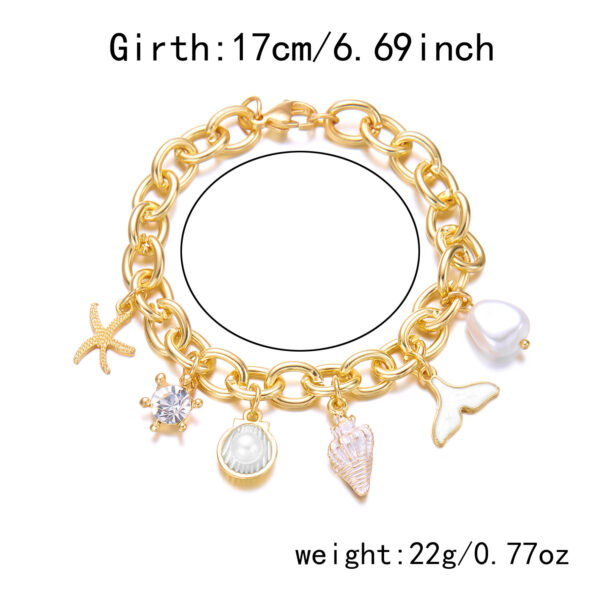 Women's Fashion Starfish Pearl Shell Fishtail Multi-pendant Necklace Bracelet - Image 9