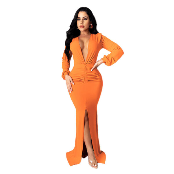 Women's Large V-neck Slim-fit Nightclub Evening Dress - Image 10