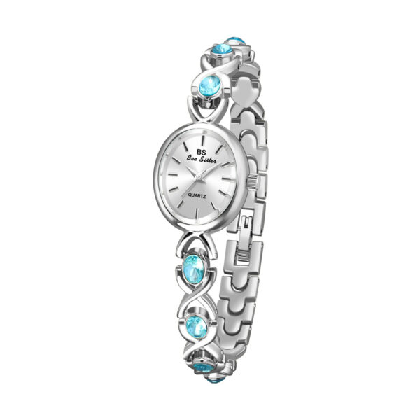 Oval Ice Crushing Glacier Sapphire Small Light Luxury Watch - Image 4