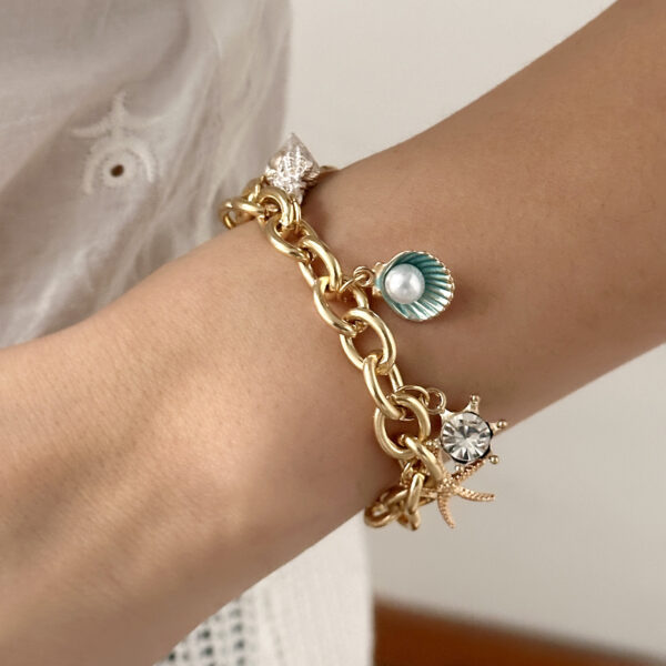 Women's Fashion Starfish Pearl Shell Fishtail Multi-pendant Necklace Bracelet - Image 2