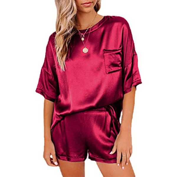 Pajama Set Short Sleeve Sleepwear Women Home Clothing - Image 5
