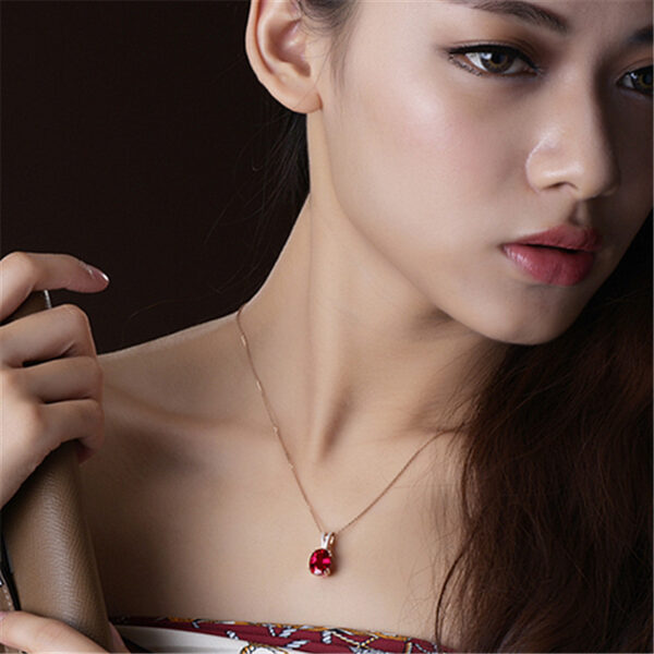 18K Rose Gold Plated Necklace Pigeon Blood Red Tourmaline Necklace - Image 4