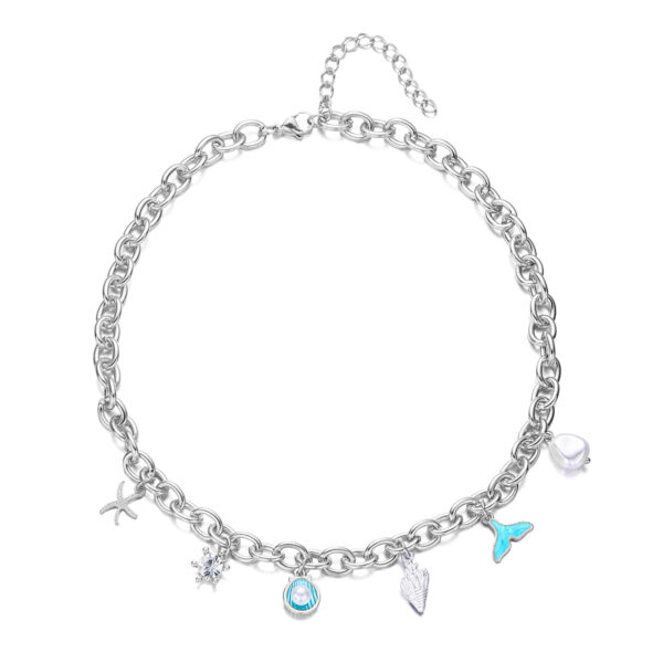 Women's Fashion Starfish Pearl Shell Fishtail Multi-pendant Necklace Bracelet - Image 6