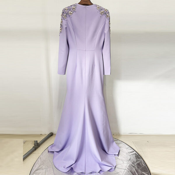 Heavy Industry Beads Diamond Front Slit Small Trailing Dress - Image 3