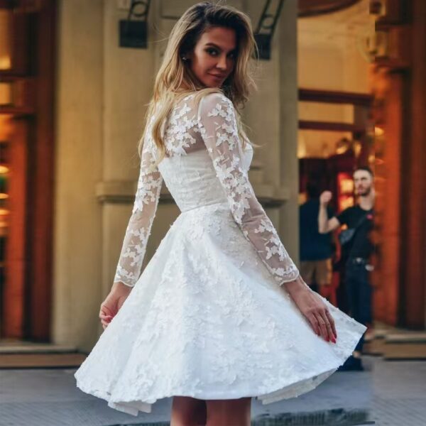 Wedding Dress White Vintage Lace Women Dress - Image 3