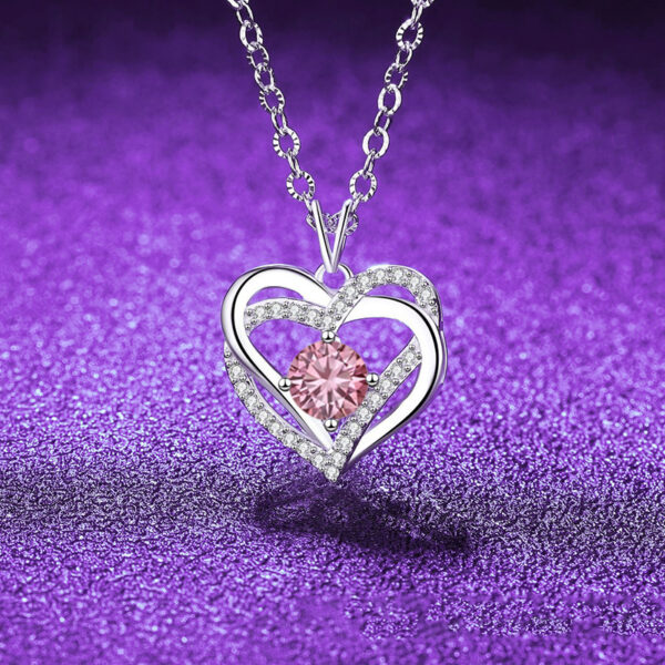 Heart Moissanite Pendant 925 Sterling Silver Necklace - Image 4