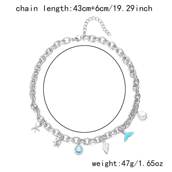 Women's Fashion Starfish Pearl Shell Fishtail Multi-pendant Necklace Bracelet - Image 4