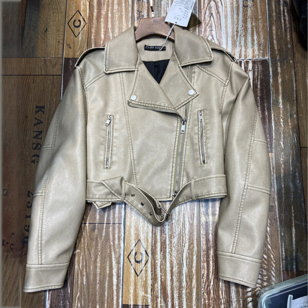 Hong Kong Style Retro Coat Women's Short Spring And Autumn New Casual Pop Motorcycle PU Leather Jacket - Image 4