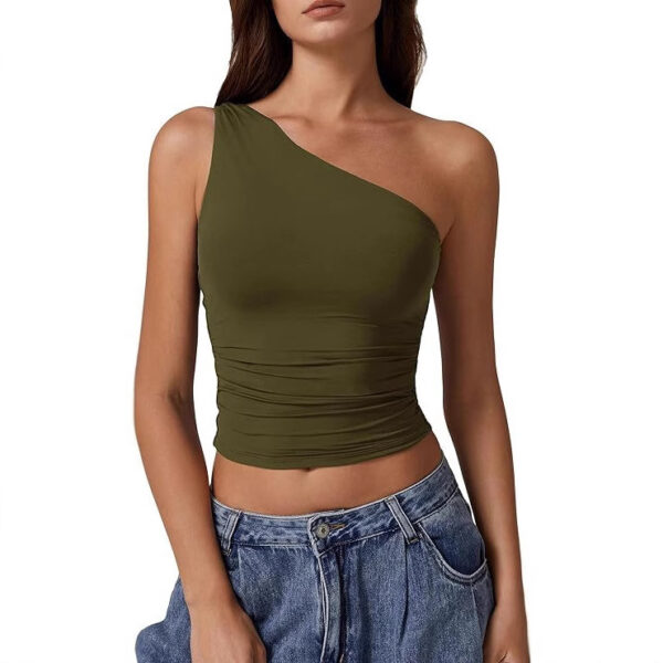 Solid Color Slim Fit Midriff-baring Vest T-shirt - Image 3