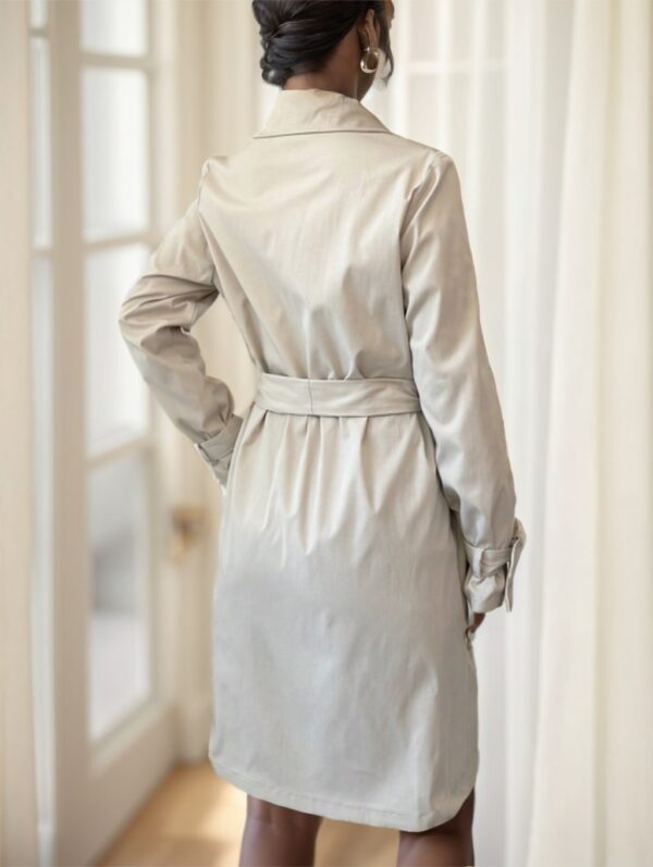 Women's Apricot Solid Color Lapel Neck Long-Sleeved Suspenders Double-Breasted - Image 4