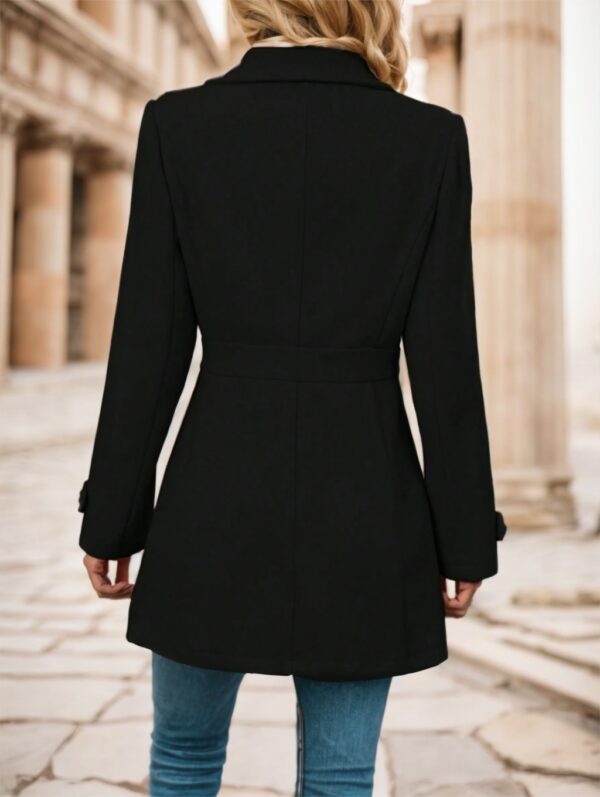 Women's Single-Breasted Solid Color Woolen Coat - Image 2