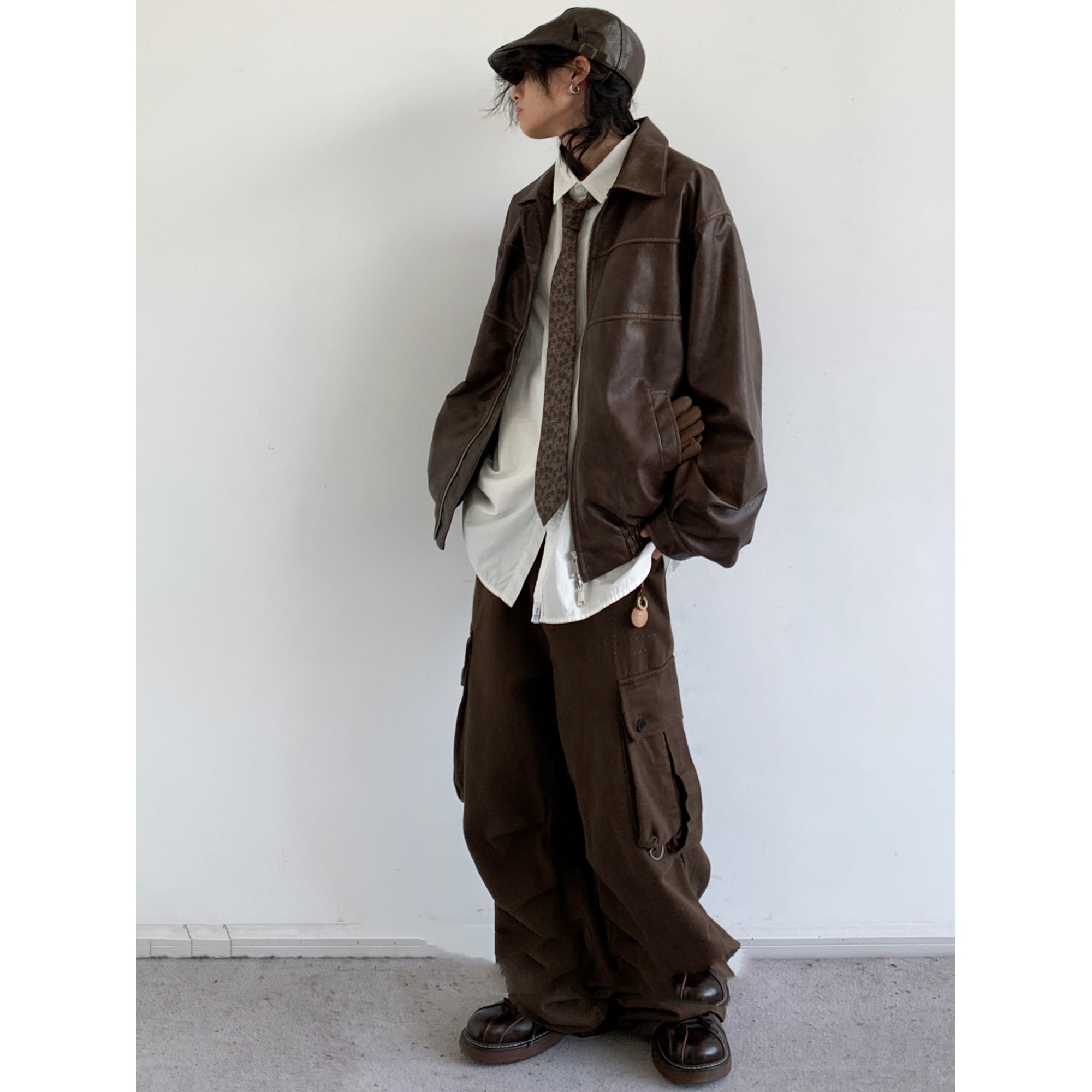 Japanese Retro Motorcycle Leather Jacket Loose High Street - Image 2