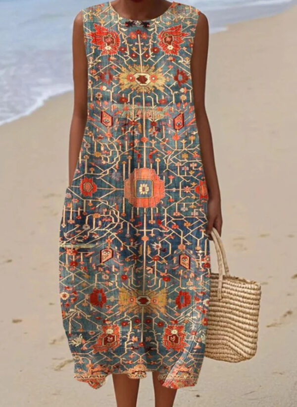 Women's Sleeveless Casual Printed Long Dress - Image 3