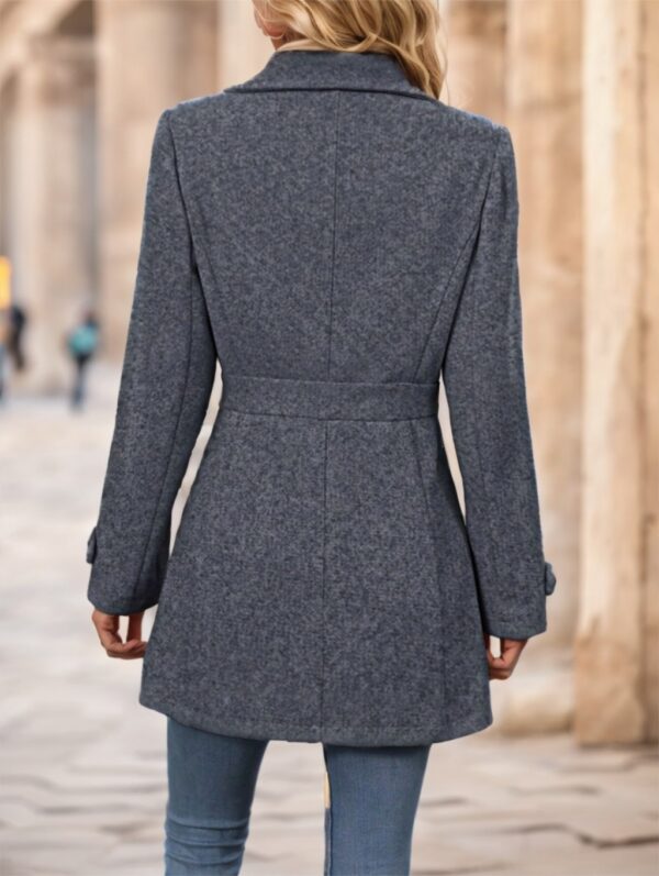 Women's Single-Breasted Solid Color Woolen Coat - Image 3