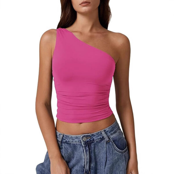 Solid Color Slim Fit Midriff-baring Vest T-shirt - Image 10