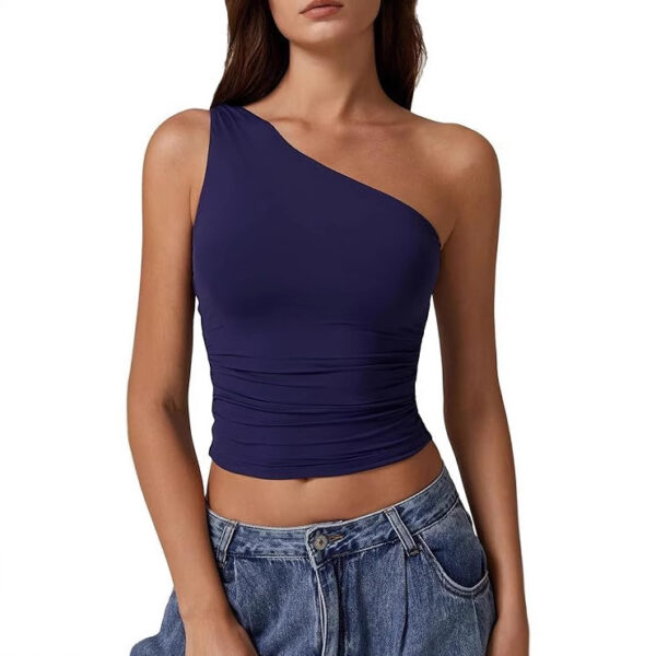 Solid Color Slim Fit Midriff-baring Vest T-shirt - Image 4