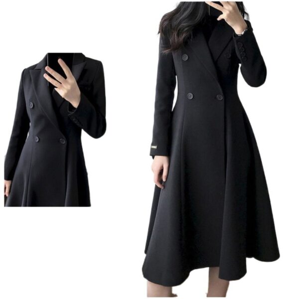 Autumn New Plus Size Women's Long Suit Trench Coat - Image 5