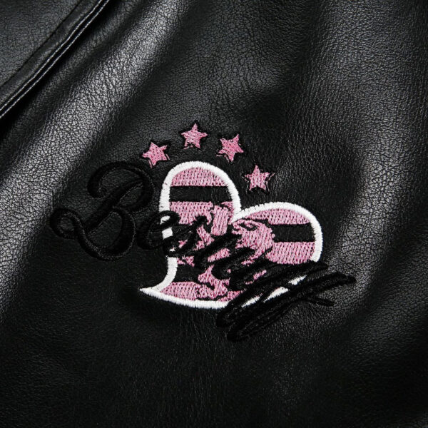 Women's Street Black Lace Love Number Embroidered Lapel Jacket - Image 3