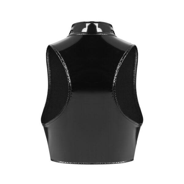 Sexy Women's Mirror Bright Leather Vest - Image 3
