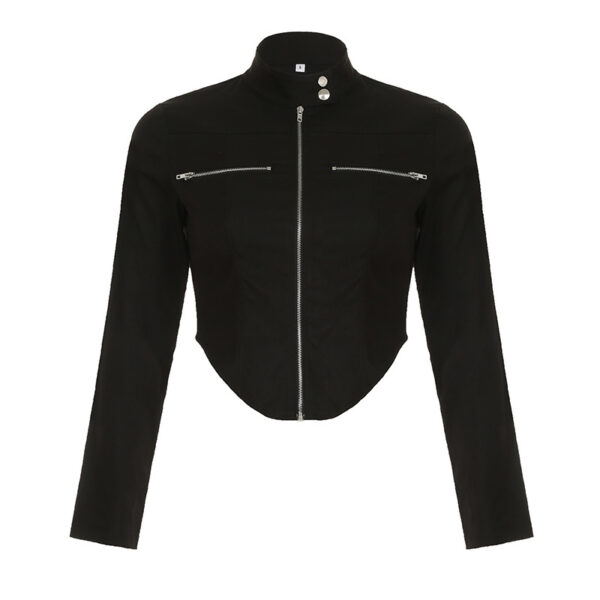 New Stand-up Collar Slim Fit Short Zipper Jacket - Image 3