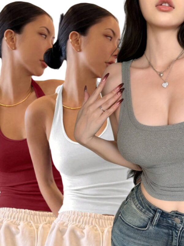DAZY Solid Backless Halter Top  3PC Set - Image 9
